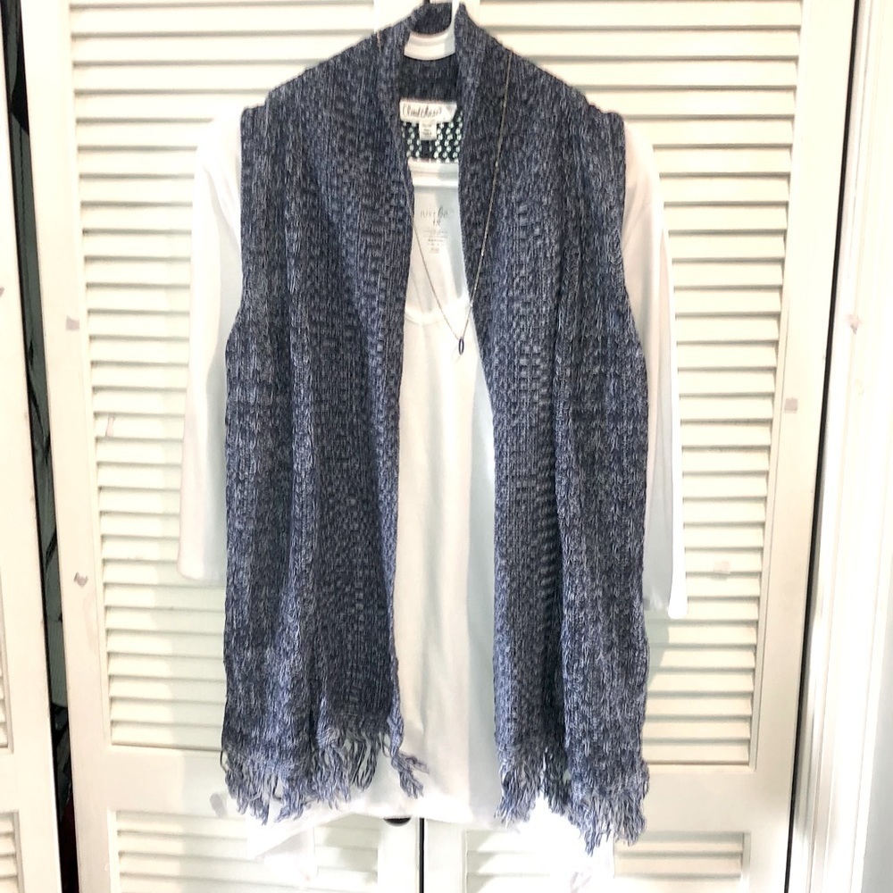 Cloud Chaser Blue Sweater Vest with fringe XL